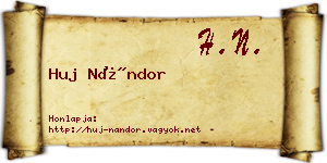 Huj Nándor névjegykártya